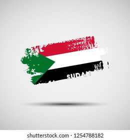 Flag of Sudan. Vector illustration of grunge brush stroke with Sudanese national flag colors for your graphic and web design