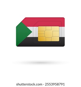 Flag of Sudan. Vector illustration of SIM Card with flag on white background