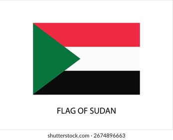 FLAG OF SUDAN VECTOR, ILLUSTRATION WHITE BACKGROUND TYPOGRAPHY