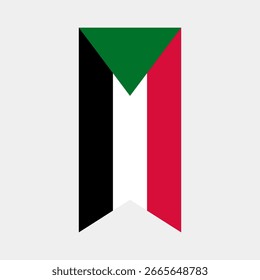 Flag of Sudan. Sudan vertical flag icon digital vector illustration. The hanging flag.