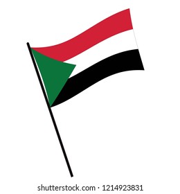 Flag of Sudan , Sudan flag waving isolated vector illustration