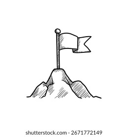 Bandera en la Cumbre que representa el éxito y el logro de los objetivos empresariales