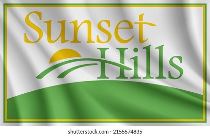 Flag of Sunset Hills, Missouri, USA. Realistic waving flag of Sunset Hills vector background.