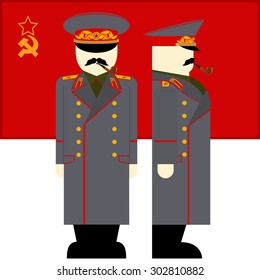 The flag and the Supreme Commander of the armed forces of the USSR. The illustration on a white background.