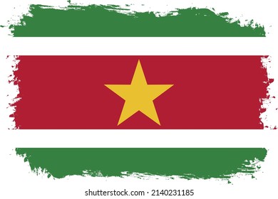  bandera de Surinam en un banner de fondo pintado con pincel - ilustración vectorial