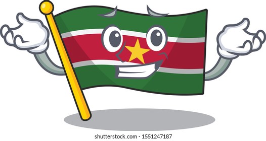 flag suriname character with cartoon shape grinning