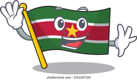 flag suriname character with waving cartoon shape