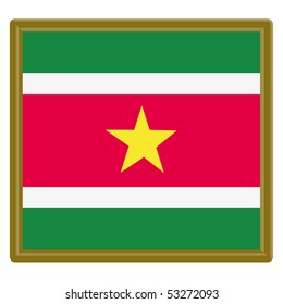 Flag of Suriname with gold frame