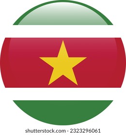 Flag of Suriname. Flag icon. Standard color. Circle icon flag. 3d illustration. Computer illustration. Digital illustration. Vector illustration.