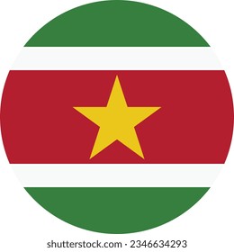Flag of Suriname. Flag icon. Standard color. Circle icon flag. Computer illustration. Digital illustration. Vector illustration.