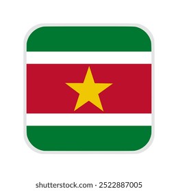 The flag of suriname. Flag icon. Standard color. flat vector square with rounded corners. Computer illustration. Digital illustration. Vector illustration