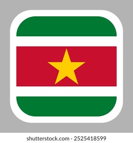 The flag of Suriname. Flag icon. Standard color. flat vector square with rounded corners. Computer illustration. Digital illustration. Vector illustration