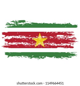 Flag of Suriname the illustration vector on a white background, brush stroke Design Elements