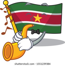 flag suriname isolated in with trumpet the mascot