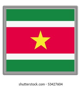 Flag of Suriname with silver frame