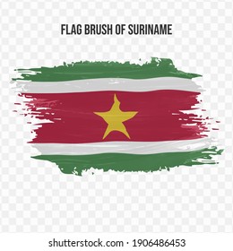 Flag Of Suriname in texture brush  with transparent background, vector illustration in eps file