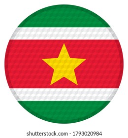 Flag Of Suriname Vector Illustration. Suriname Flag Button With Cube Pattern Isolated On White Background