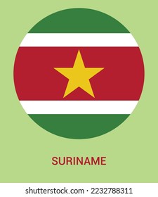 Flag Of Suriname, Suriname flag vector illustration, Suriname flag in a circle.