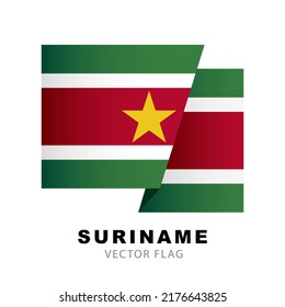 Flag of Suriname. Vector illustration on a white background. Colorful logo of the Surinamese flag.