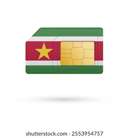 Flag of Suriname. Vector illustration of SIM Card with flag on white background