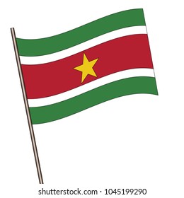 Flag of Suriname , Suriname flag waving isolated vector illustration