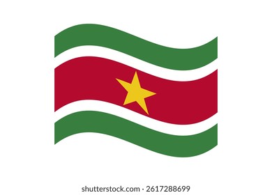 Flag of Suriname. Suriname wavy flag digital vector illustration. Fluttering flag.