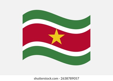 Flag of Suriname. Suriname wavy flag digital vector illustration. Fluttering flag.