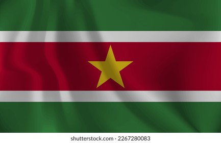 Flag of Suriname, with a wavy effect due to the wind.