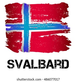 Flag of Svalbard from brush strokes in grunge style isolated on white background. Europe northernmost part of Kingdom of Norway. Vector illustration