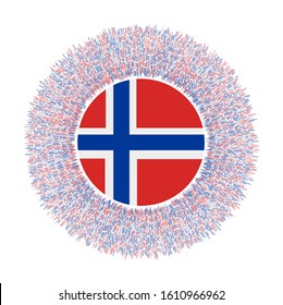 Flag of Svalbard with colorful rays. Radiant country sign. Shiny sunburst with Svalbard flag. Modern vector illustration.