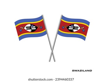 Flag of Swaziland, Swaziland cross flag design. Swaziland cross flag isolated on white background. Vector Illustration of crossed Swaziland flags.