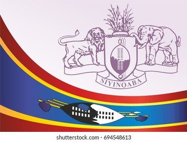 Flag of Swaziland, Kingdom, template for the award, an official document with the flag and the symbol of Kingdom of Swaziland