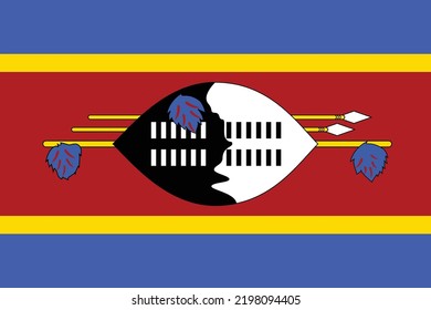 Flag of Swaziland, National country symbol illustration, image and icon 