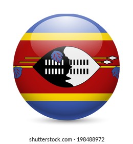 Flag of Swaziland as round glossy icon. Button with Swazi flag