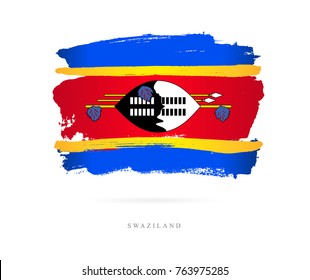 Flag of Swaziland. Vector illustration on white background. Beautiful brush strokes. Abstract concept. Elements for design.

