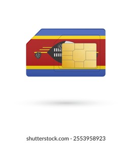 Flag of Swaziland. Vector illustration of SIM Card with flag on white background