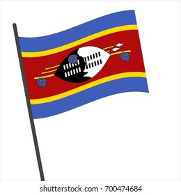 Flag of Swaziland , Swaziland flag waving isolated vector illustration