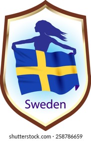Flag of Sweden with blazon - vector illustration.