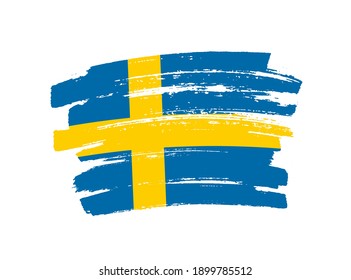 Flagge Schwedens auf Pinselstrich-Hintergrund.