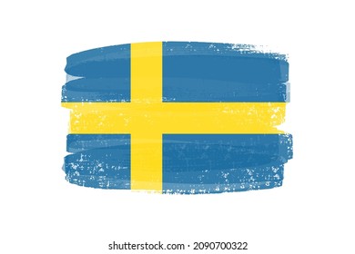 Bandera de Suecia con fondo de pincel.