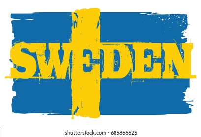 Flag of Sweden, brush stroke background