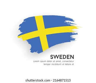 Bandera de Suecia, diseño de pinceladas aisladas en fondo blanco, ilustración del vector EPS10