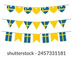 Flag of Sweden bunting elements isolate for decoration background border vector illustration.