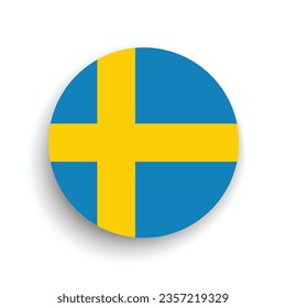 The flag of Sweden. Button flag icon. Standard color. Circle icon flag. 3d illustration. Computer illustration. Digital illustration. Vector illustration.