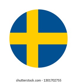 Flag of Sweden. Circular icon on white background, vector illustration.