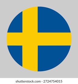 Bandera de Suecia en forma circular con proporciones precisas y colores oficiales. Representar la identidad nacional y el patriotismo