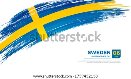 Flag of Sweden country. Happy Independence day of Sweden background with grunge brush flag illustration