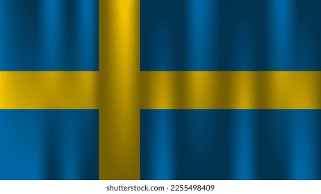 flag of sweden country nation symbol 3d textile satin effect background wallpaper vector