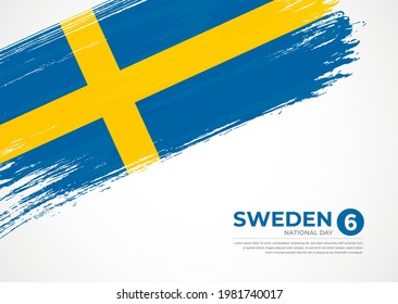 Flagge Schwedens mit kreativem gestrichenem Pinselstrich und strukturiertem Hintergrund