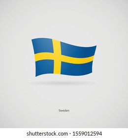 The flag of Sweden is flying layered vector image.